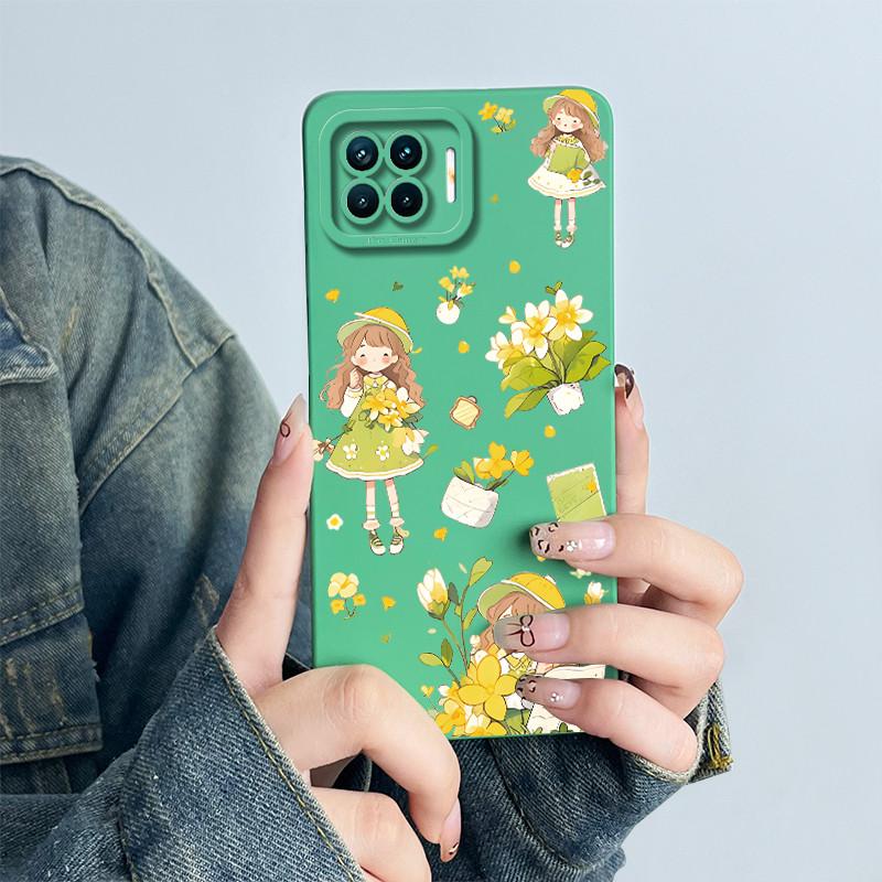 For OPPO Reno4 Lite Reno4 F Phone Case Reno 4 Lite 4F Cover Soft Silicone Cartoon Funda Lovely Panda Flower Printed Coque Casing