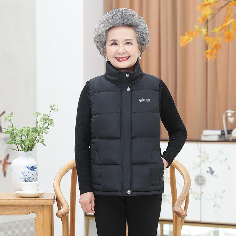 Vest Women's Autumn and Winter Short Vest Down Cotton Vest Wear Vest Old Lady