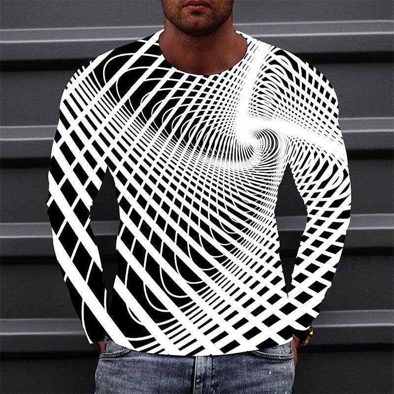 Funny Optical Illusions Graphic T Shirt Fashion Casual 3D Printed Long Sleeve T-shirt Catch Eyes Streetwear Personalization Tees