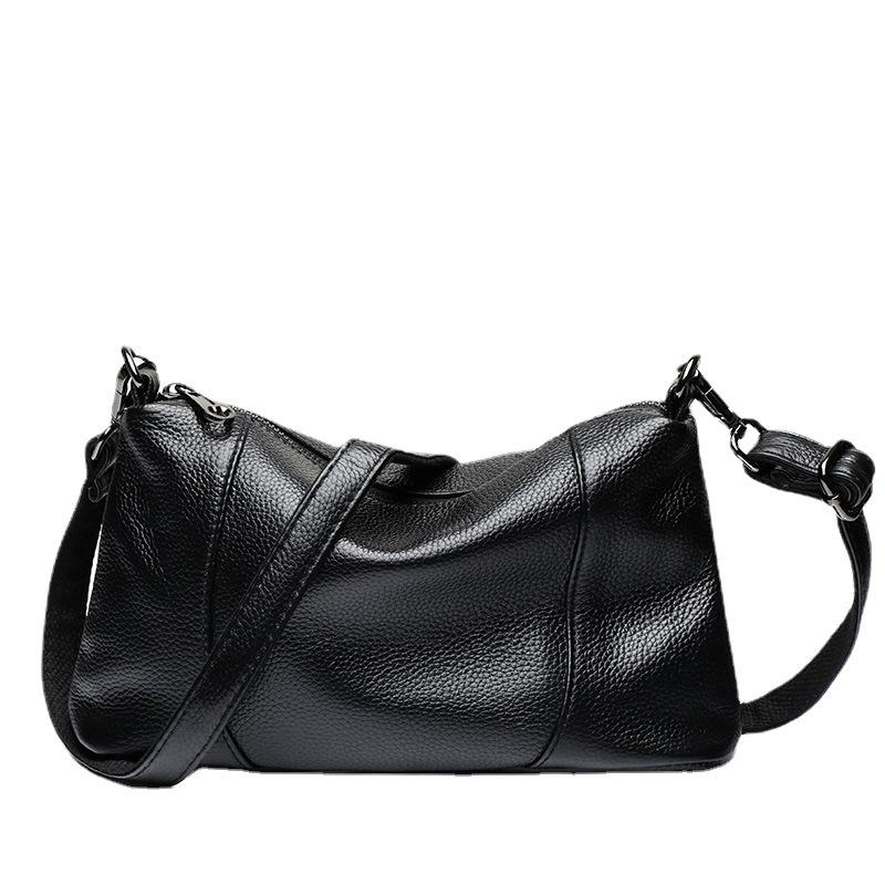 New Top Layer Cowhide Soft Leather Fashionable and Versatile Simple Multi-layer Small Bag Crossbody Bag Slanted Women's Bag