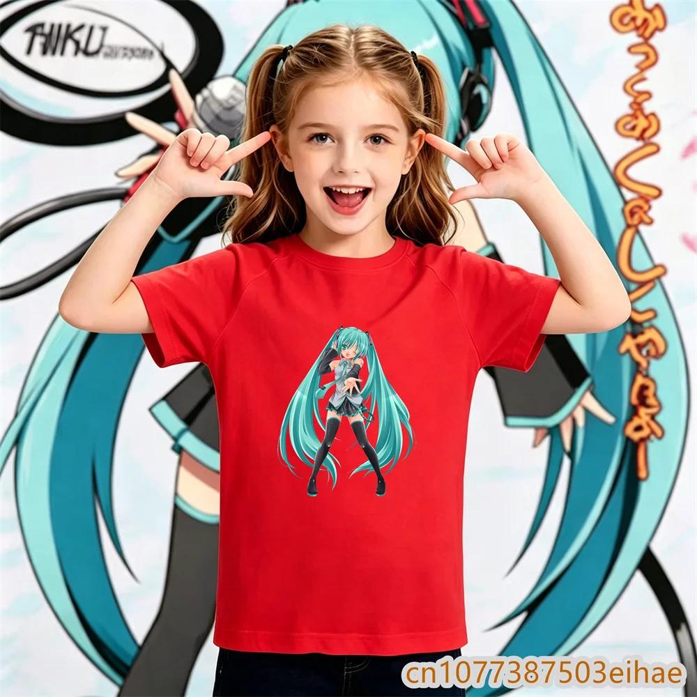 Boys Girls Daily Sportswear 2026 Summer Hatsune Miku Y2K Retro Printed Short Sleeve TShirt Loose Breathable Unisex Fashion Tee