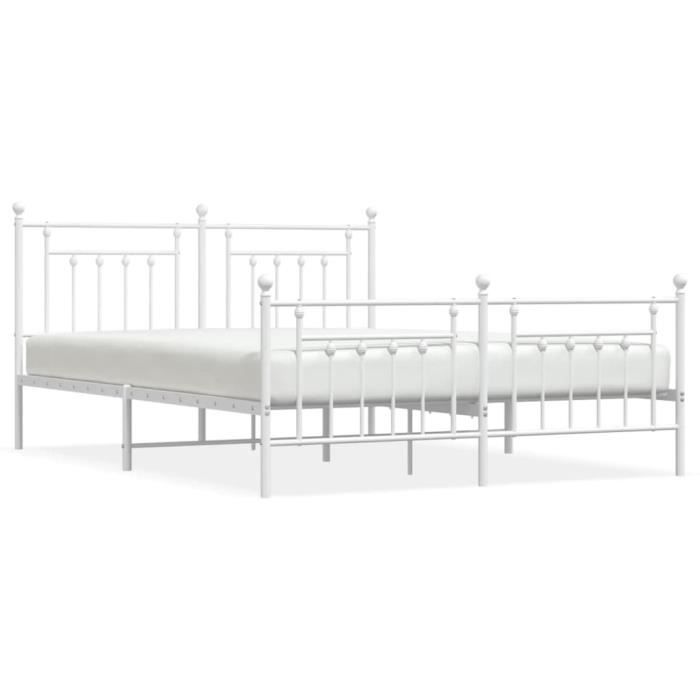 VidaXL Metal Bed Frame with Headboard-Footboard White 183x213cm 353609