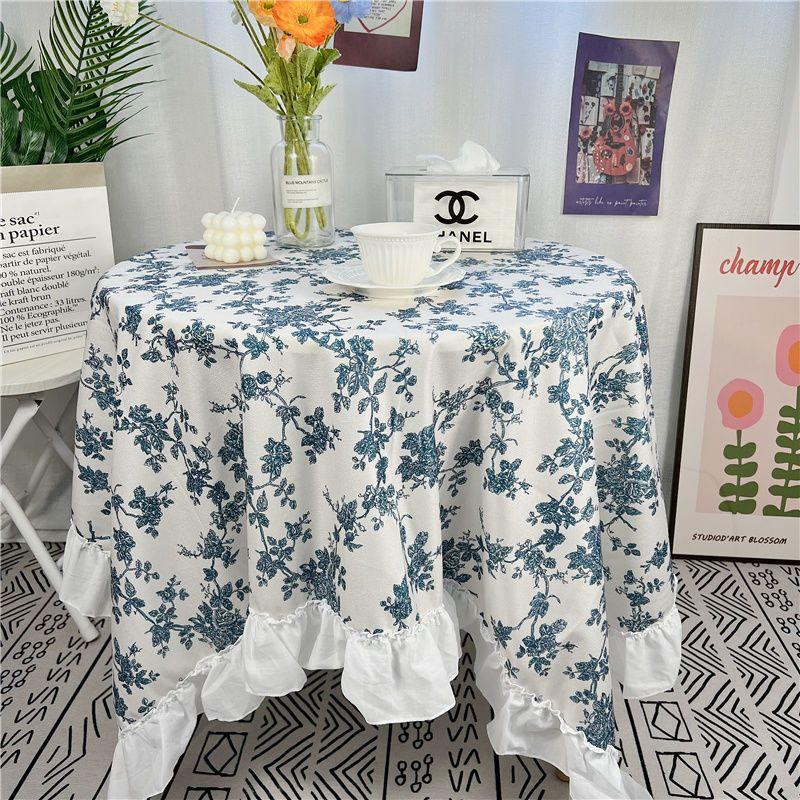 Spitze Runder Tischdecke Floraler Pastoraler Stil Picknick Party Dekorationstuch Ins Schmutzabweisend Antifouling Matte Süß