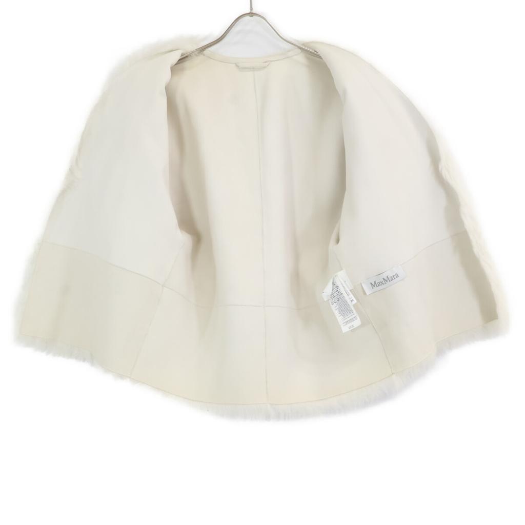 Max Mara 14160179 White Lambskin Buttonless Boa Short Jacket Jacket 40 whiteUsed