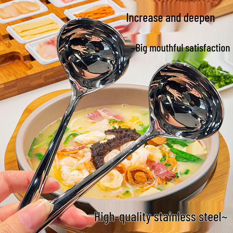 

Long-Handled Stainless Steel Western Soup Spoon with Smooth Edges