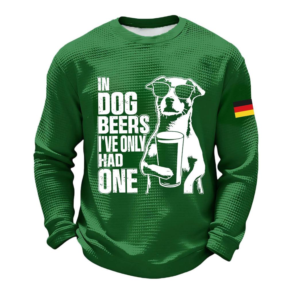 Men's Casual Loose Fit Crew Neck Sweatshirt with Graphic Print Long Sleeve Comfortable Pullover for Everyday Wear