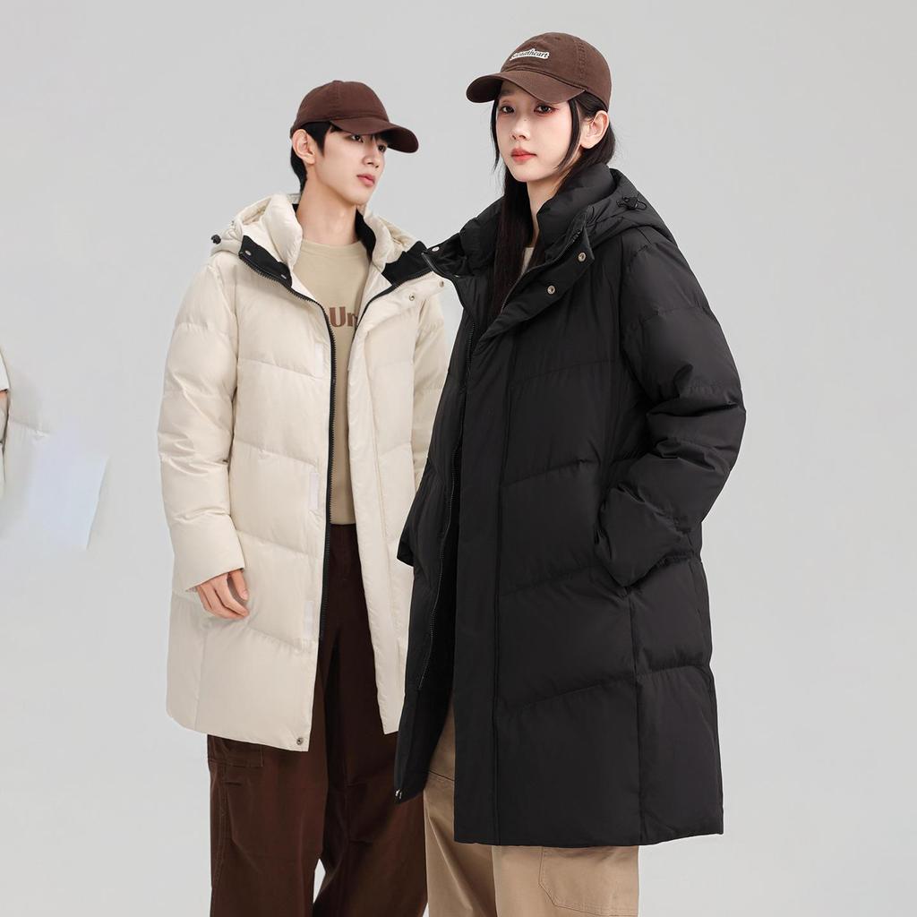 Mid-Length Men's & Women's Winter Down Jacket - Thick, Warm, Loose Fit, Cold-Proof White Duck Down Coat