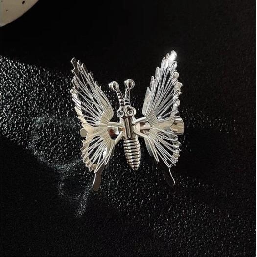 Metal Moving Butterfly Hair Clip Women Colored Rhinestones Duckbill Clip Sweet Hair Accessories