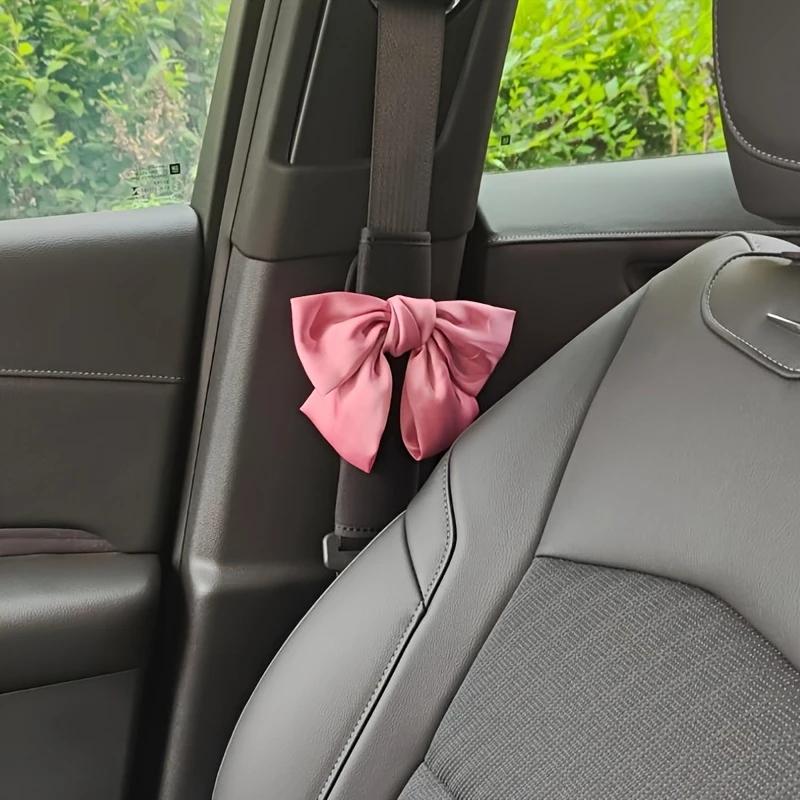 Bow Tie Seat Belt Cover Shoulder Strap 2-Piece Set, Cute Bow Tie Seat Belt Cushion, Women's Car Interior Accessories