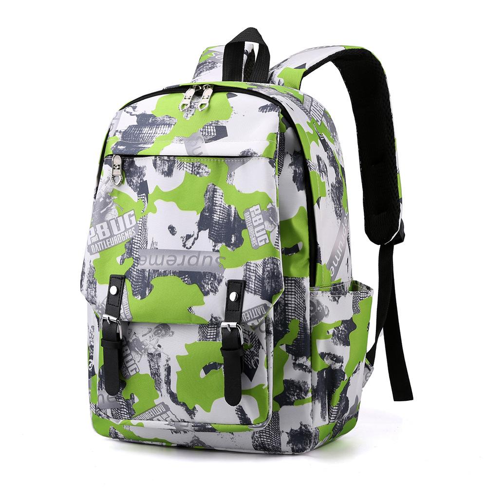 

Middle school student bag burden reduction camouflage bag leisure fashion large capacity travel vacation backpack зелений
