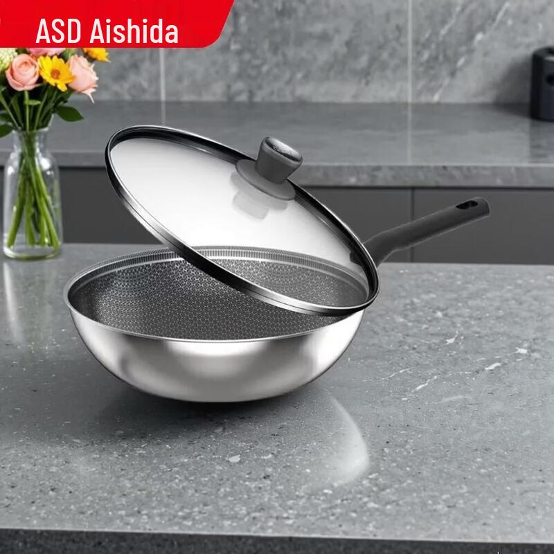 ASD 30cm 304 Stainless Steel Non-Stick Wok