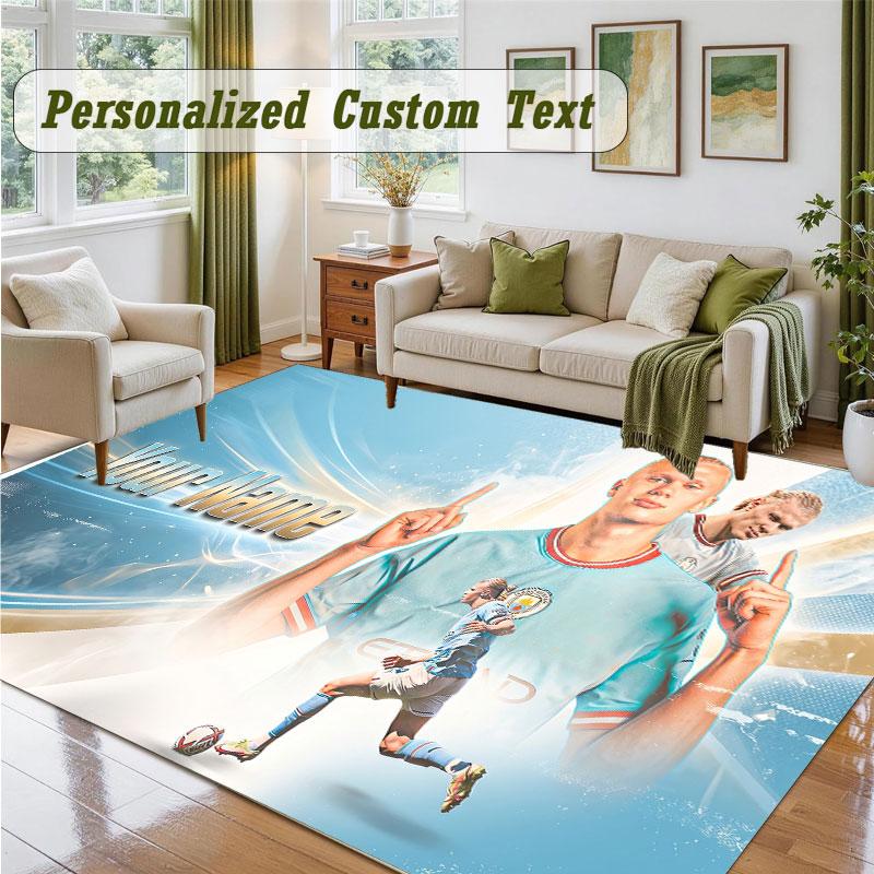 Crystal Velvet Square Rug Custom NameErling Haaland Pattern Non Slip Home Floor Decor Rug