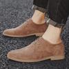Men's 2025 Autumn Suede Leather Brogues Pointed Toe Oxford Shoes British Retro Style Breathable Comfortable Casual Dress Shoes