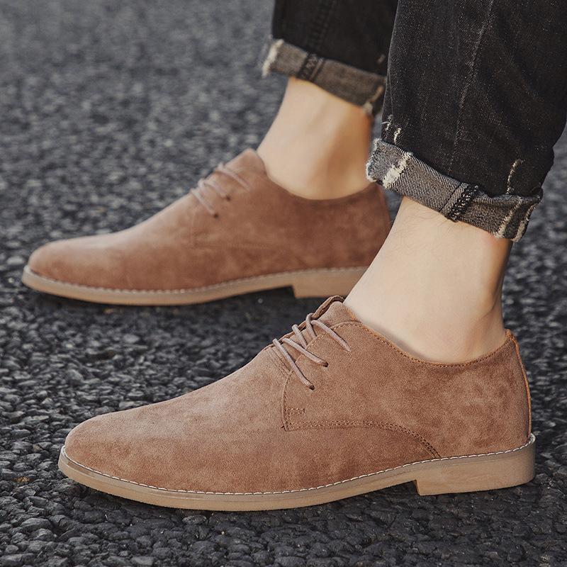 Men's 2025 Autumn Suede Leather Brogues Pointed Toe Oxford Shoes British Retro Style Breathable Comfortable Casual Dress Shoes