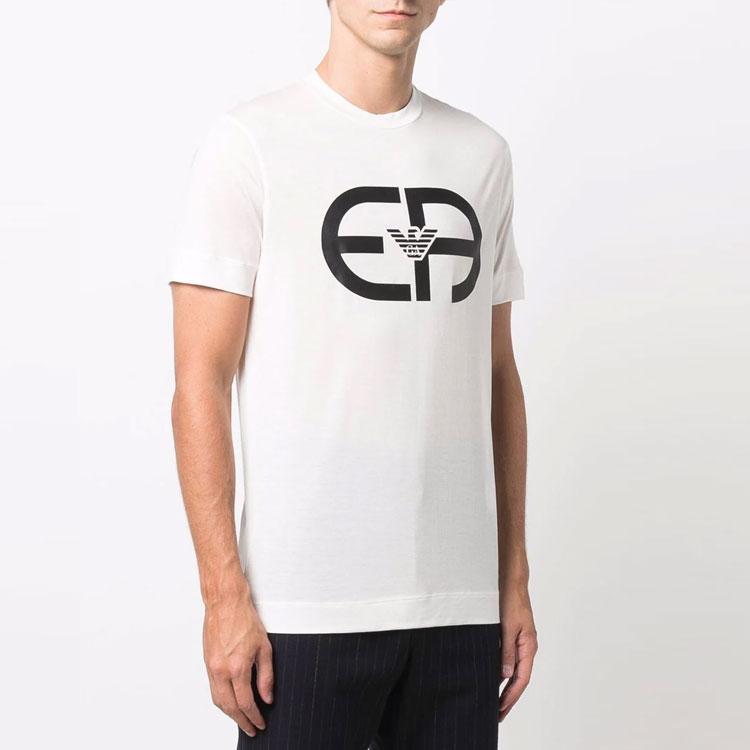 Emporio Armani Solid Color Logo Print Short Sleeve T-Shirt Men tops Off-White 6K1T74-1JUVZ-0101