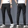 Men's Stretch Straight Ice Silk Casual Pants - Wear-Resistant, Trendy Korean Style, All-Match Long Pants