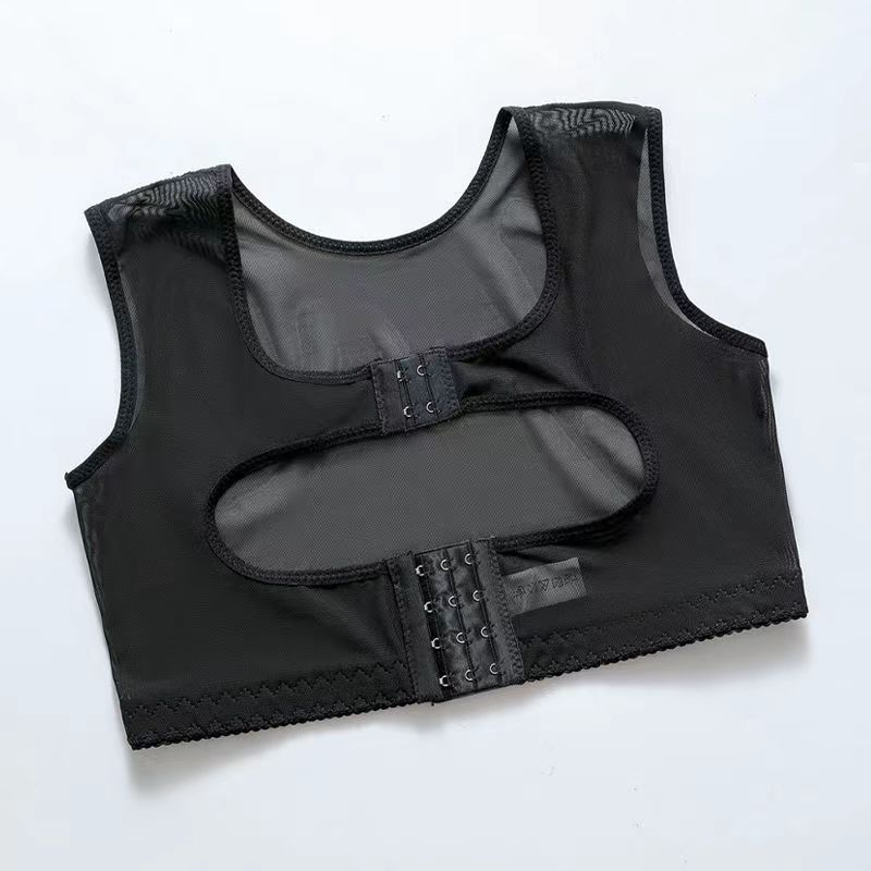 

Double Front Buckle Chest Support Bra Mesh Posture Corrector Upper Back Brace for Women S чорний