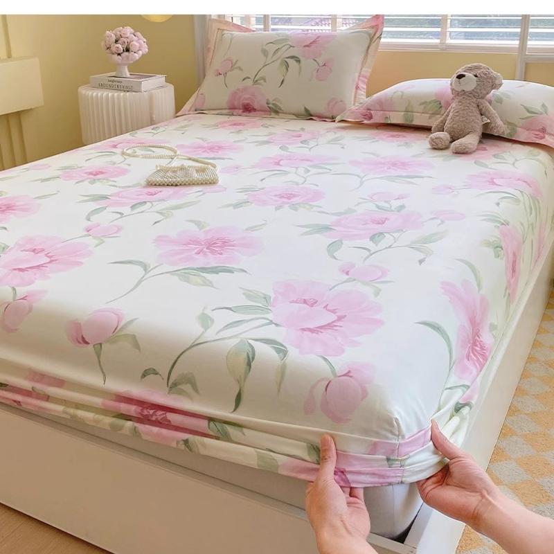 Baumwolle Bedruckte Spannbettlaken für Zuhause Bett Staubdichte Schutzhülle Einzel Doppel Queen King Bett Matratzenbezug