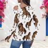 Women Plus Size Asymmetric Cutout Neck Cold Shoulder Long Sleeve Lipstick Leopard Print White Fitted Top