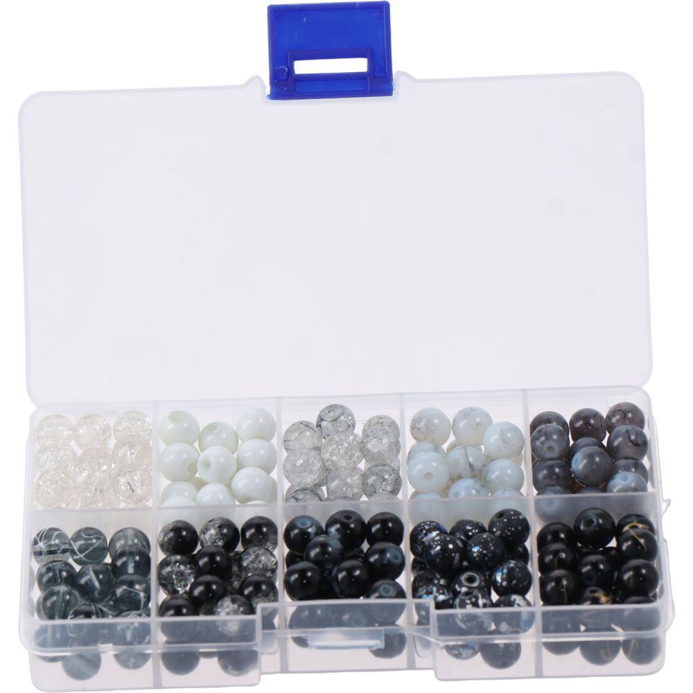 

220 шт., черные, белые стеклянные бусины, потрескивающие черные бусины, сделай сам, изготовление ювелирных изделий, маленькие стеклянные бусины, браслет