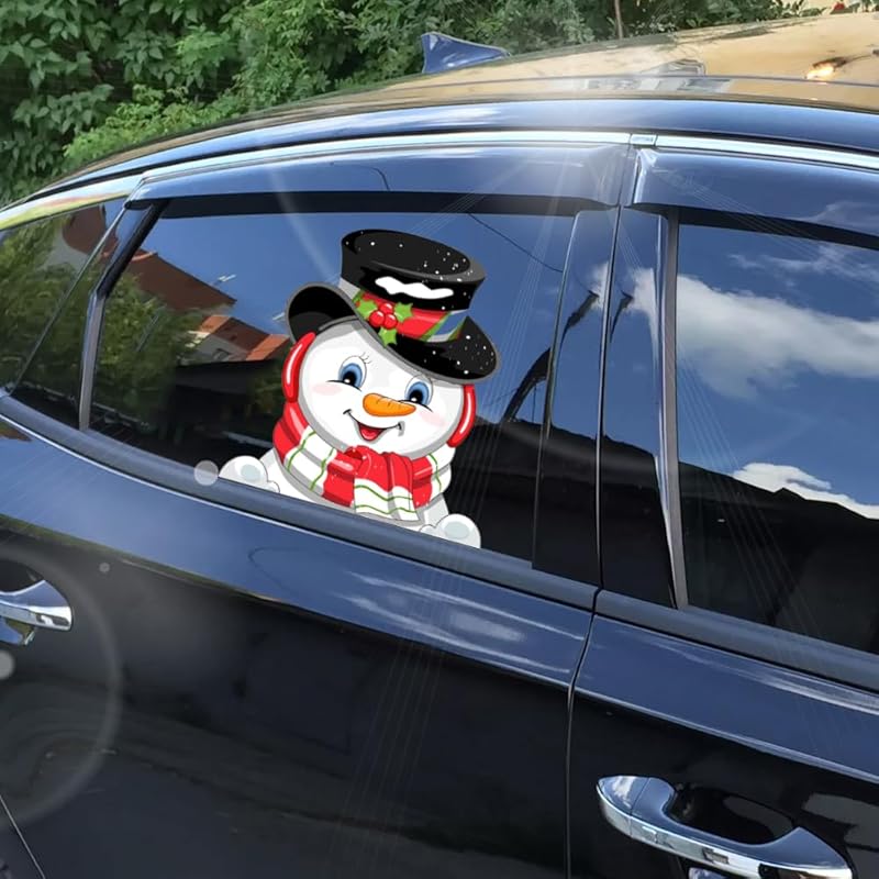 Christmas Decor Elf Peeking Sticker, Car Window Decals Vinyl Waterproof Stickers for Cars Truck SUV Laptop Bumper Car Stickers and Decals (Elf)