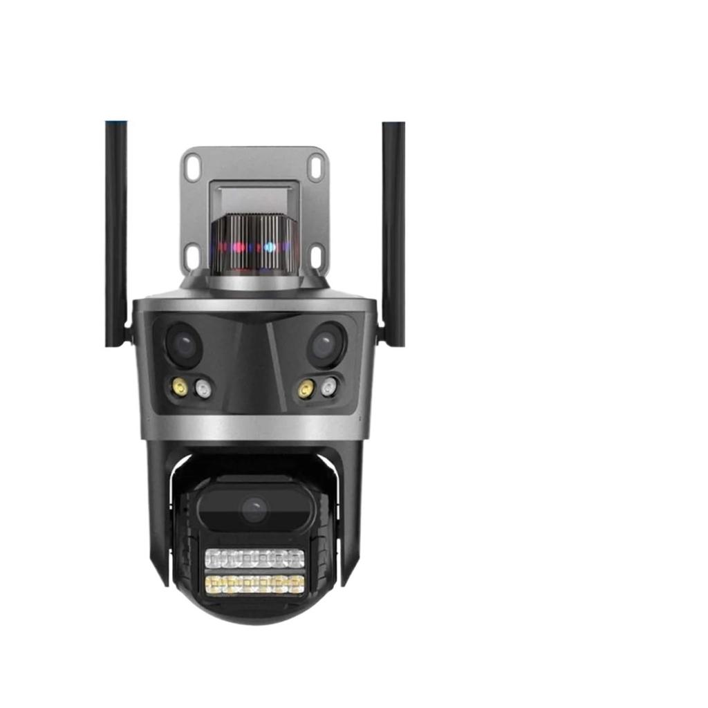 Three Lens Security Camera Outdoor, Outside Cameras for Home Security with Cord, IP66 Waterproof, AI Tracking, Light Alarm, Color Night, 2-Way Talk