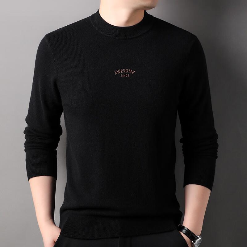 Hengyuanxiang Men s 100% Pure Wool High Neck Pullover M
