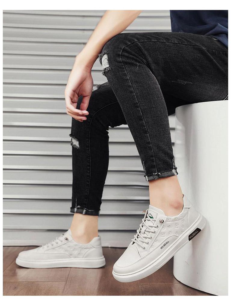 2025 Men's Summer Fashion Casual Non-Slip Leather Skate Shoes - Versatile and Wear-Resistant