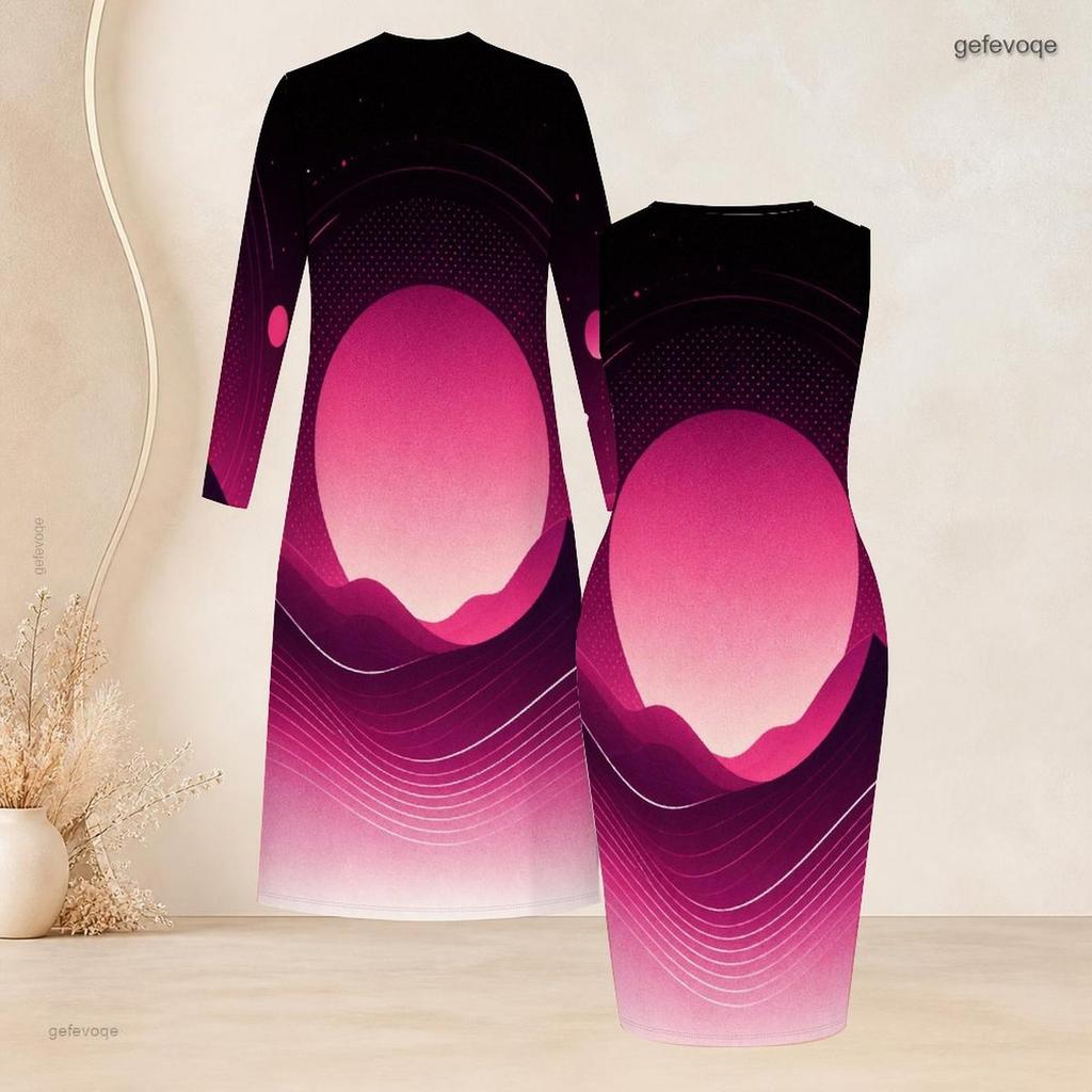 Women Plus Size Printed Two Piece Set Long Sleeve Open Front Cardigan Sleeveless Bodycon Dress Black Pink