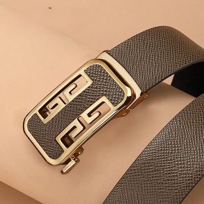 Men's New Versatile Leather Belt  Fashionable Simple Leather Automatic Buckle Business Casual Jeans Belt