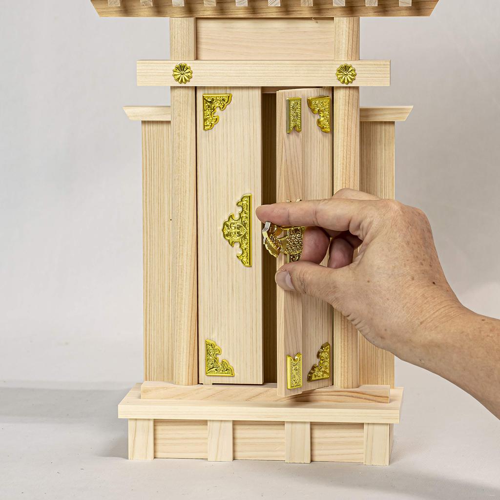 Fitpost Shinto Shrine with Sleeves, Made In Japan, 820329, Natural, Approx. 27 X 7 X 35cm (H), (Sacred Talisman Fits) Approx. 27 X 9cm (L X W)
