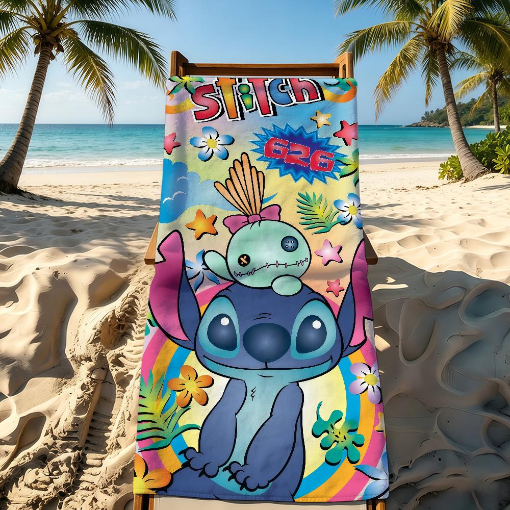 Cartoon S-Stitch-ES Cute Towel For Outdoor Camping Beach Towel Super Absorbent Quick-Drying Summer Towel