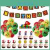 Mario Birthday Super Party Decor Suit Supplies Set Balloon Banner Cake Topper