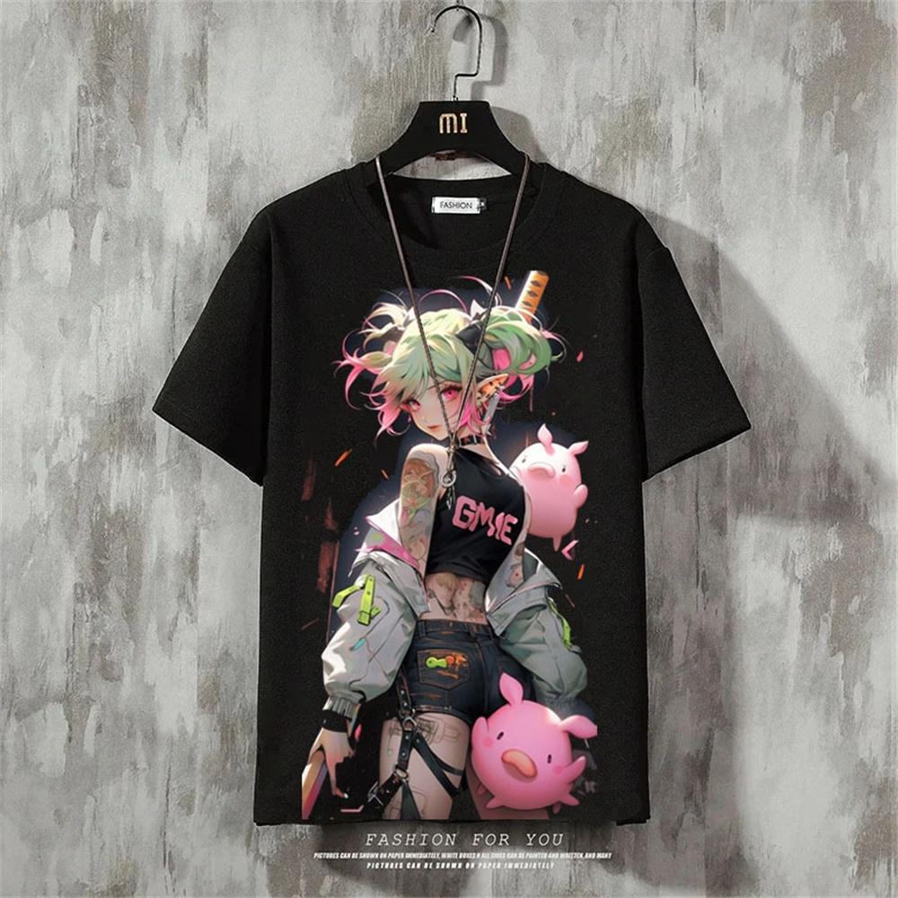 Anime Pánské tričko Retro Street Tričko s krátkým rukávem Pro muže Neformální 3D tisk Léto Top Prodyšné Volné Pánské oblečení