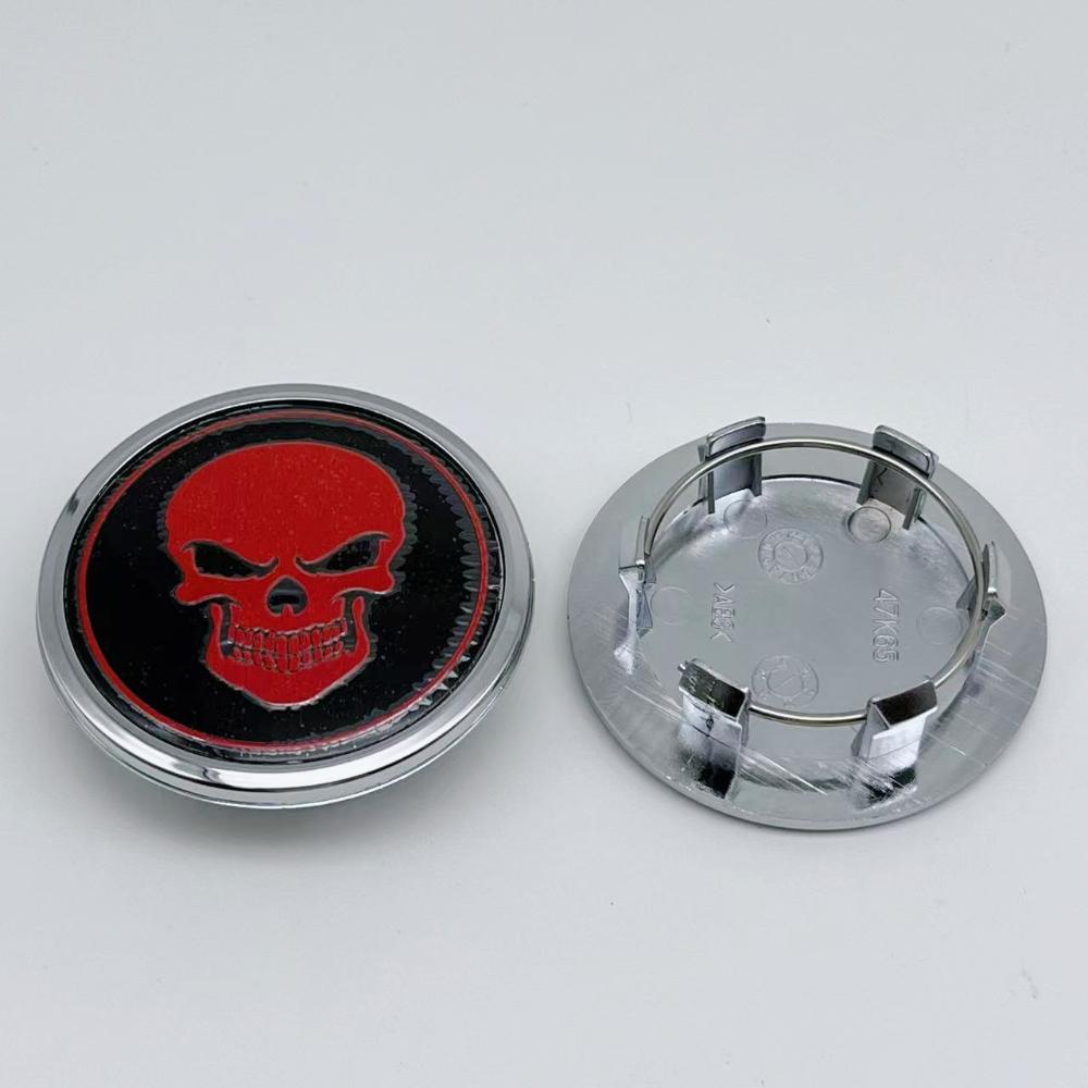 4pcs 65mm (48mm I.D) Car Wheel Center Caps With Skull Logo Badge Accessories for Porsche Wheels Hub Lid Rim Hubcap Cover Replace