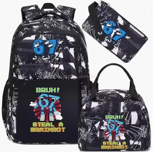 Schulrucksack mit großer Kapazität und Schultergurt; Schüler Drei-teiliges Federmäppchen-Set