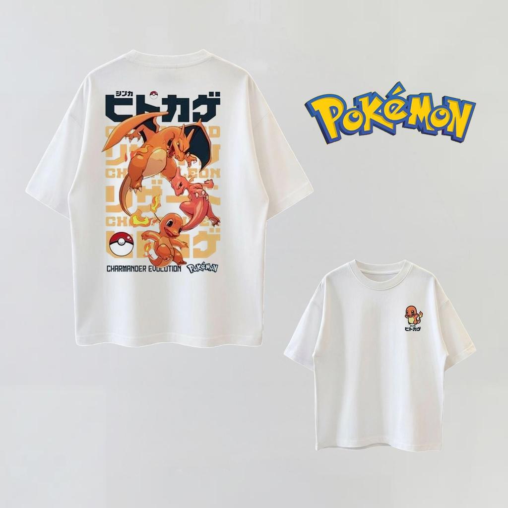 Summer Anime PokéMon Cosplay Tshirt Cotton Short Sleeve Tops Casual Loose Retro Tshirt Unisex Unisex Kids Family Matching Outfits