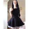 French Rich Daughter Black Vest Dress Women's Summer Hepburn Style Birthday Dress Princess Fluffy Dress