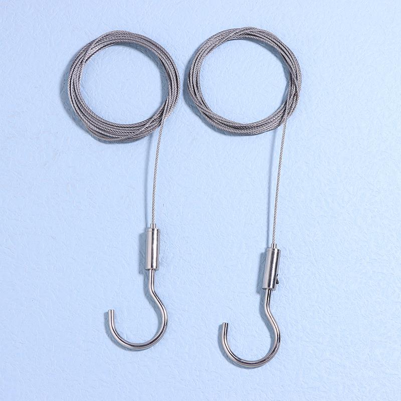 Adjustable Automatic Wire Rope Spring Hook Clothesline Picture Hanging Suspension Code Cable With Curved Hook