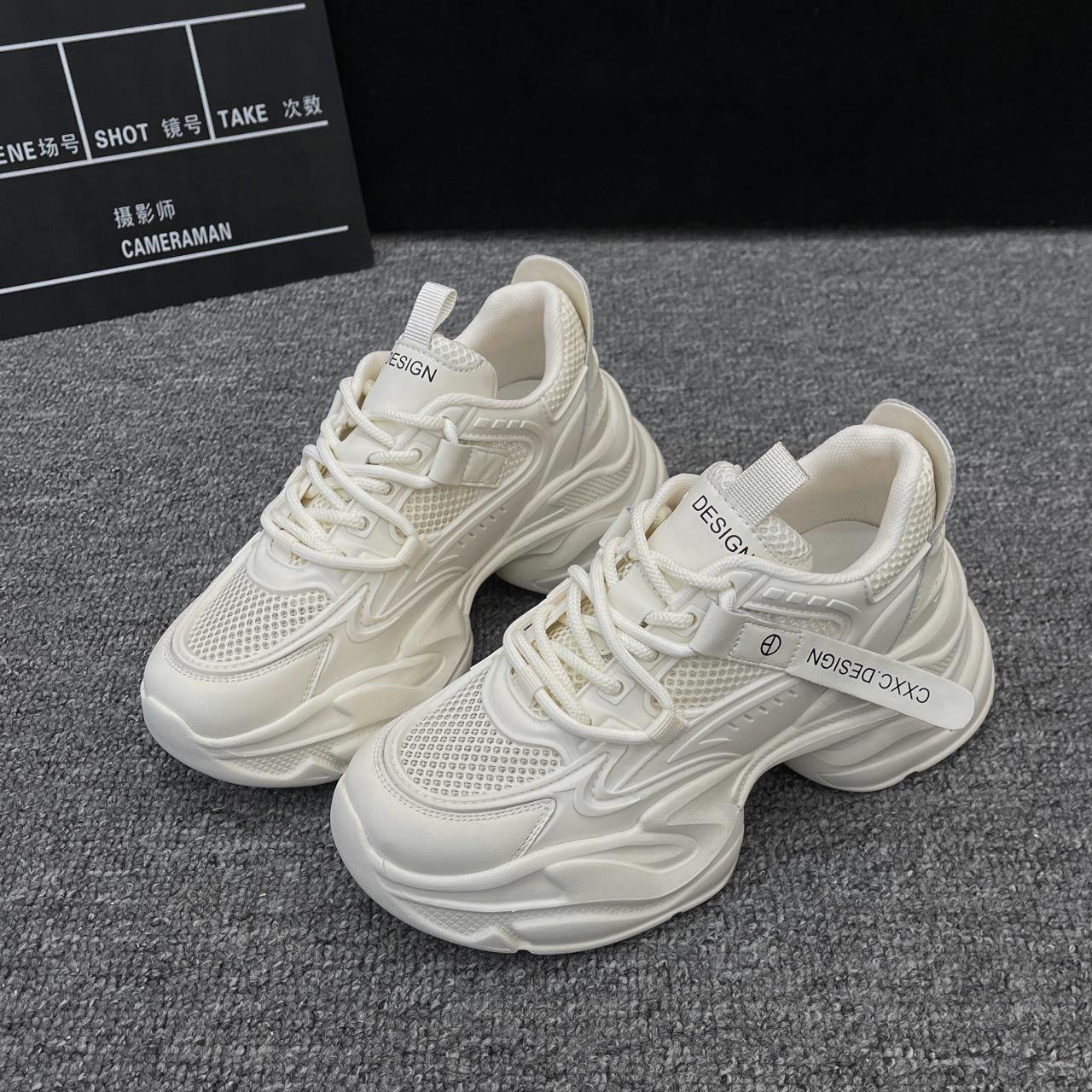

Daddy shoes women s muffin thick-soled inner height-increasing women s shoes 2025 new summer mesh breathable casual sports little white shoes 40