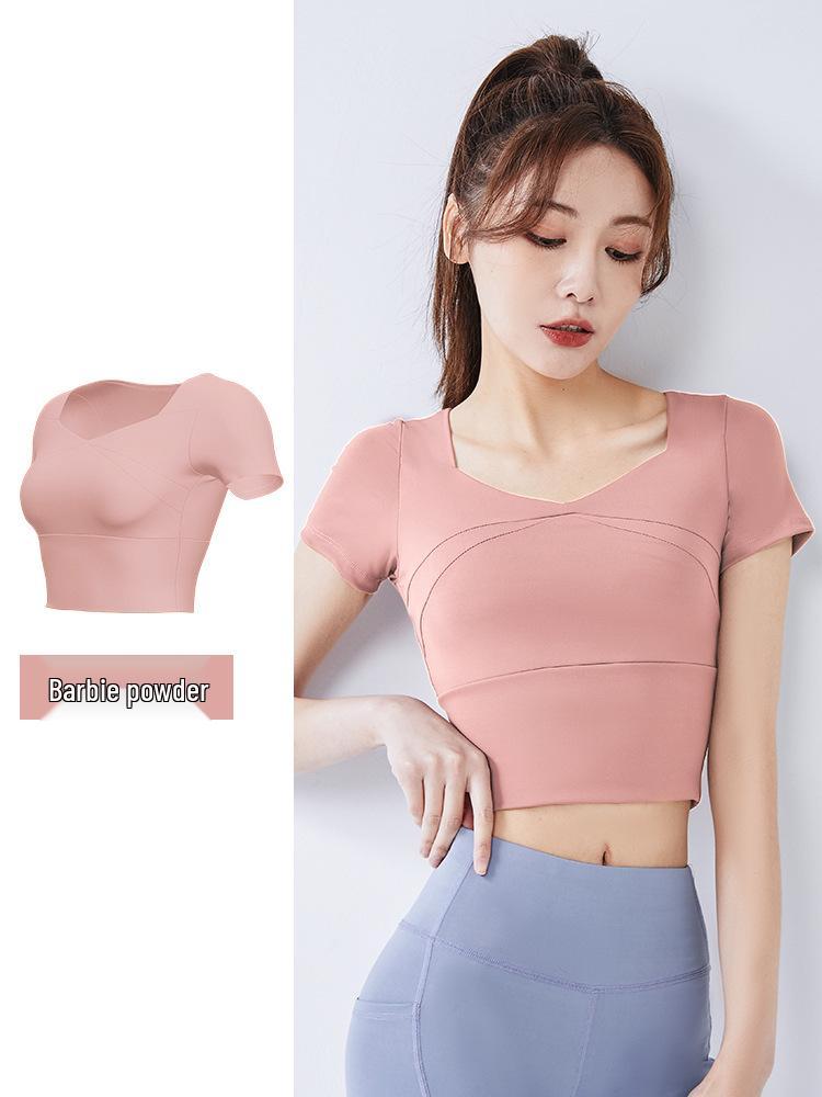 

Женский спортивный топ с коротким рукавом Juyi Hall со встроенными вкладышами для бега и йоги Extra Large