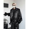 Crocodile pattern shoulder padded leather jacket design sense niche European and American hiphop jacket men's fashion high sense retro top