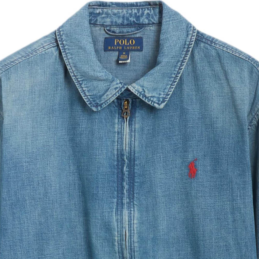 Polo Ralph Lauren Logo Zip Long Sleeve Denim Jacket Men jackets Blue 710956619-001