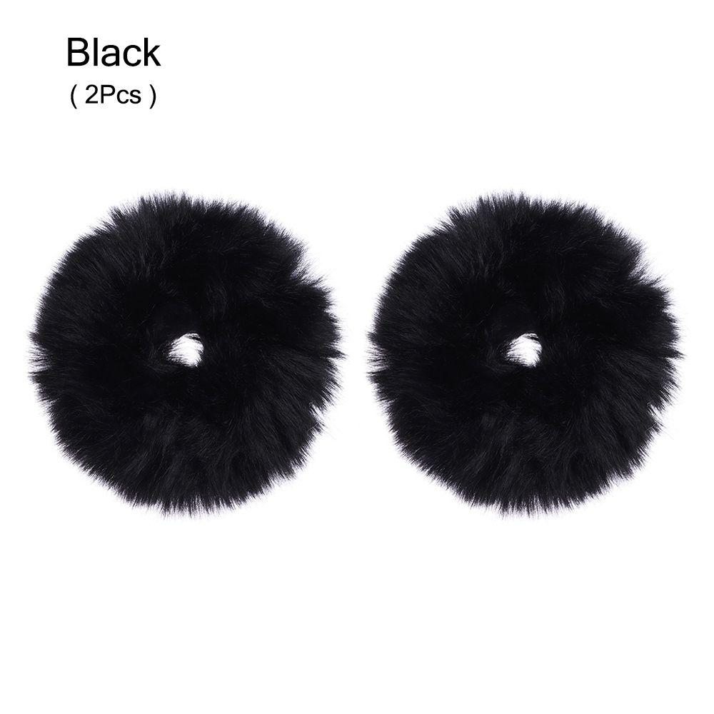 2Pcs Women Girls Winter Fur Hair Scrunchies Pom Pom Hair Tie Fuzzy Elastic Hair Bands Ponytail Holders Hair Accessories