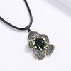 European and N Fashion Retro Green Grandmother Flower Pendant Pastoral Style Necklace