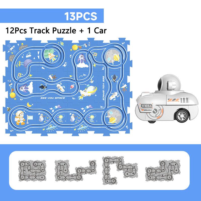 Track Assembly Autonomous Cruising Tank Toy Electric Puzzle Track Space Car DIY Assembly Toys For Children Educational Gift