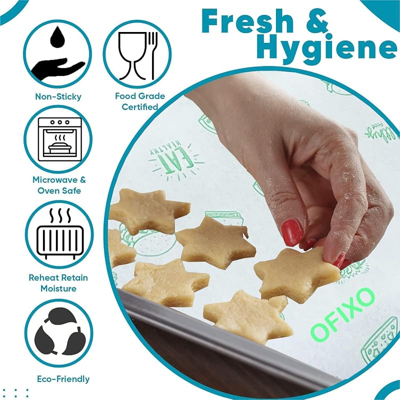 Ofixo Food Wrapping Paper Roll - Premium Non-Stick Butter Wrapping Paper. Food Wrapping Paper, Re-Heatable Non Stick Pap