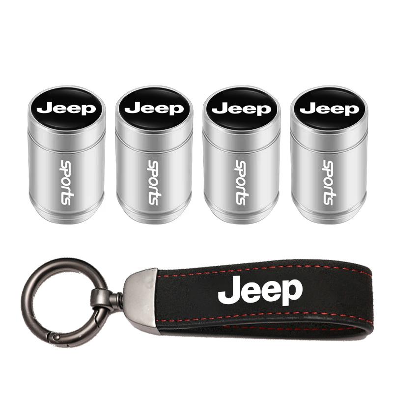 Car Tire Wheel Valve Caps Cover/Car Key Chain Ring Keychain For Jeep Wrangler Grand Cherokee Avenger Compass Wagoneer Gladiator AMR1