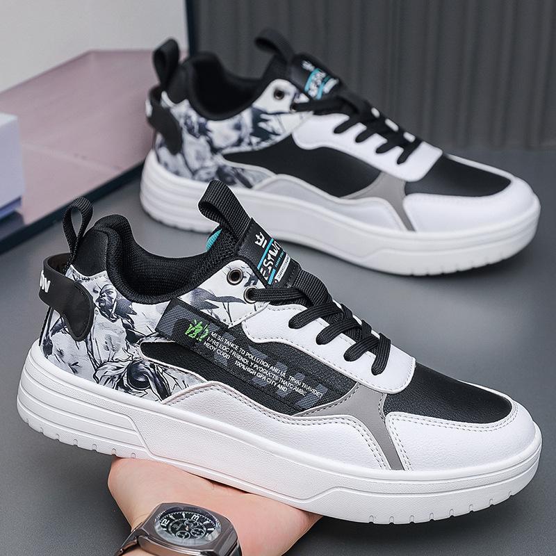 Large size sports and leisure shoes graffiti student flat four-season shoes low-top board shoes 39