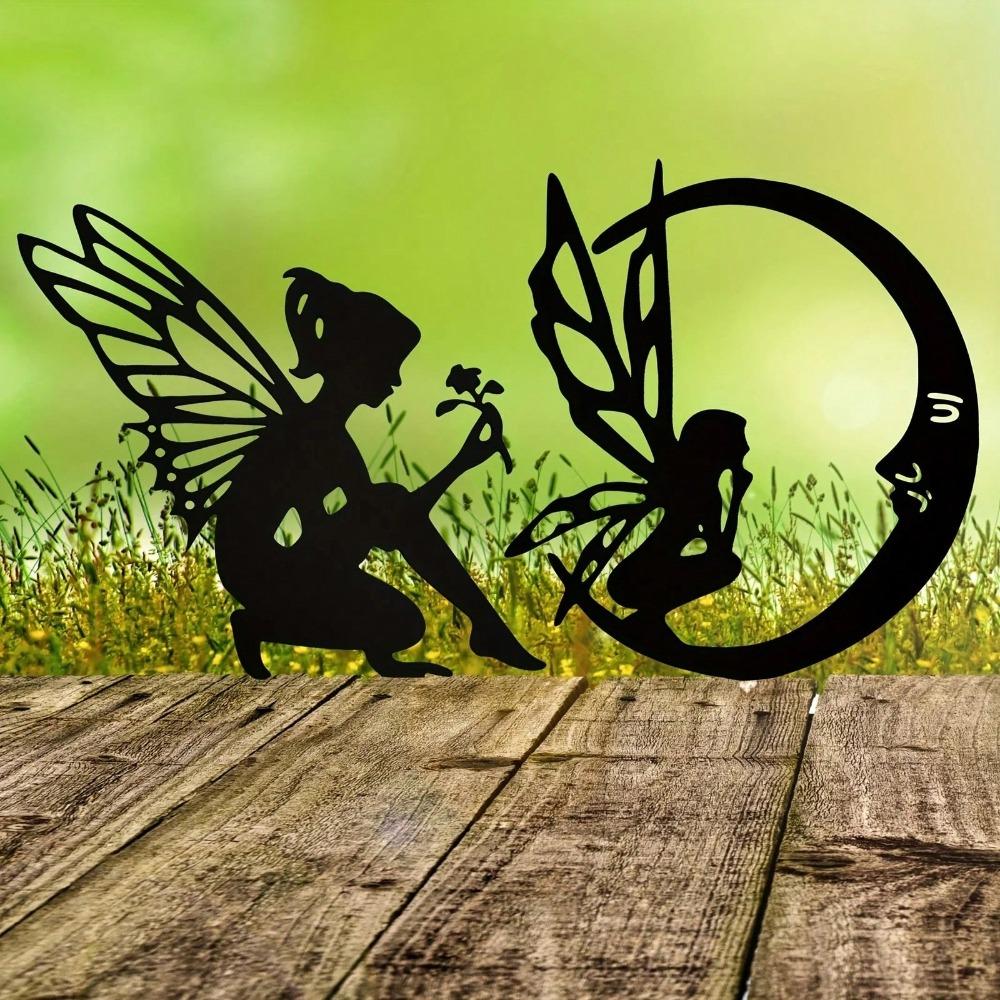 

Wrought Iron Fairy Silhouette Statue Outdoor Garden Butterfly Decor Metal Art Lawn Ornament for Home Yard Patio TY4544-01